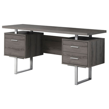 24" Black and Silver Computer Desk With Three Drawers