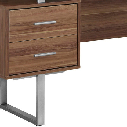 24" Black and Silver Computer Desk With Three Drawers