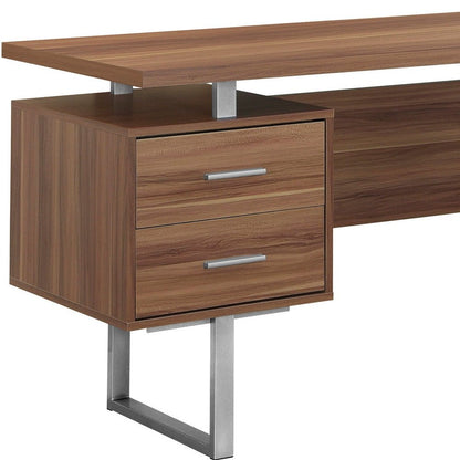 24" Black and Silver Computer Desk With Three Drawers