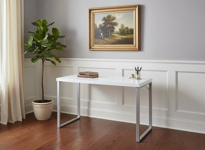 24" White and Silver Computer Desk
