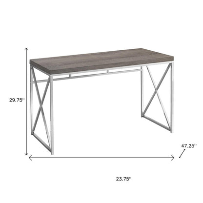24" Taupe and Silver Computer Desk