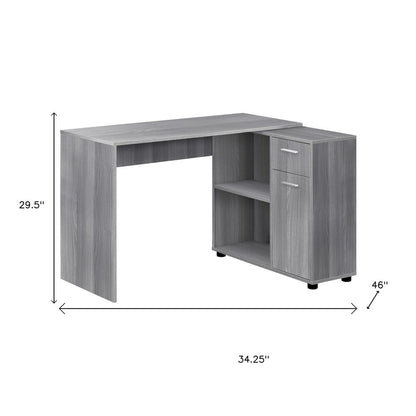 34" White L Shape Computer Desk With Two Drawers