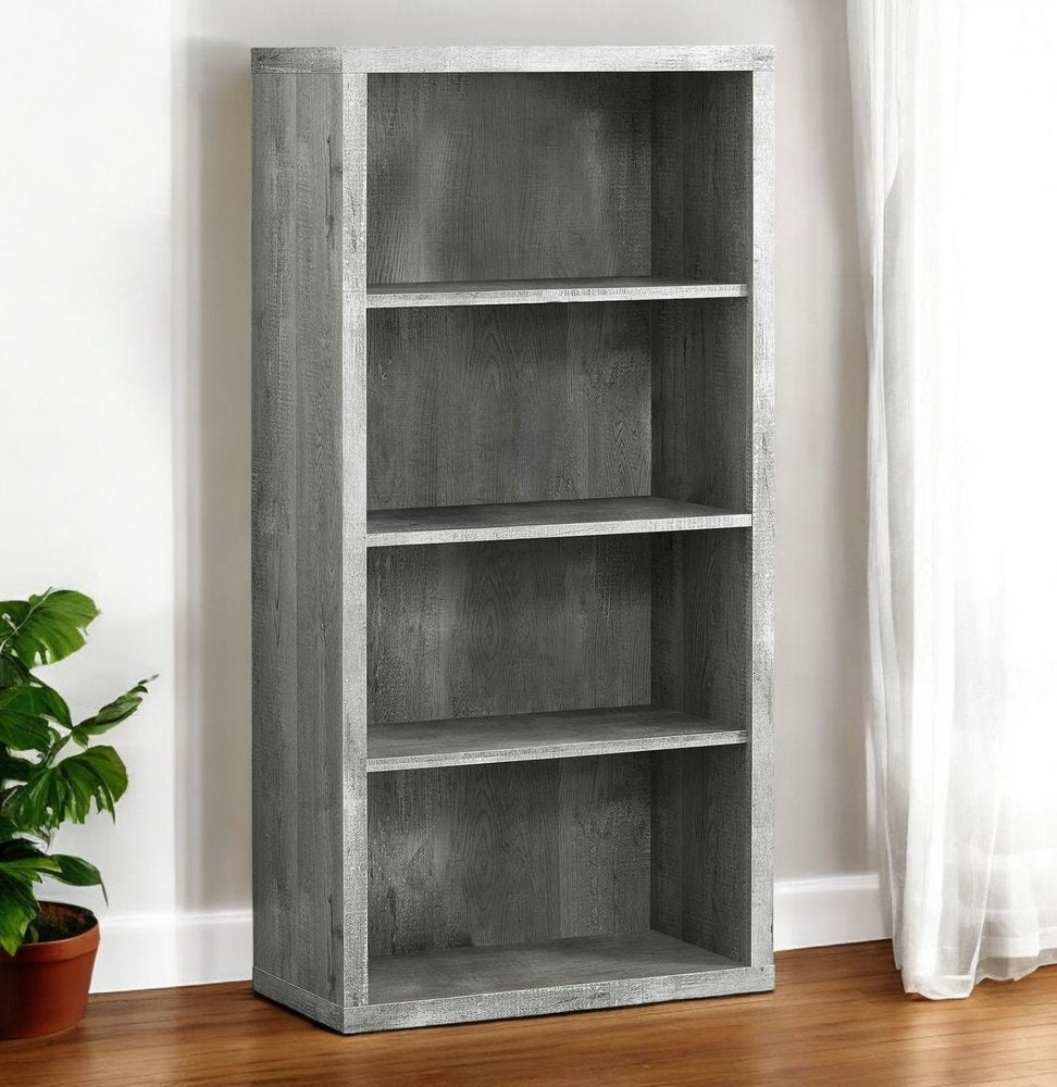White Wood Adjustable Four Tier Bookcase