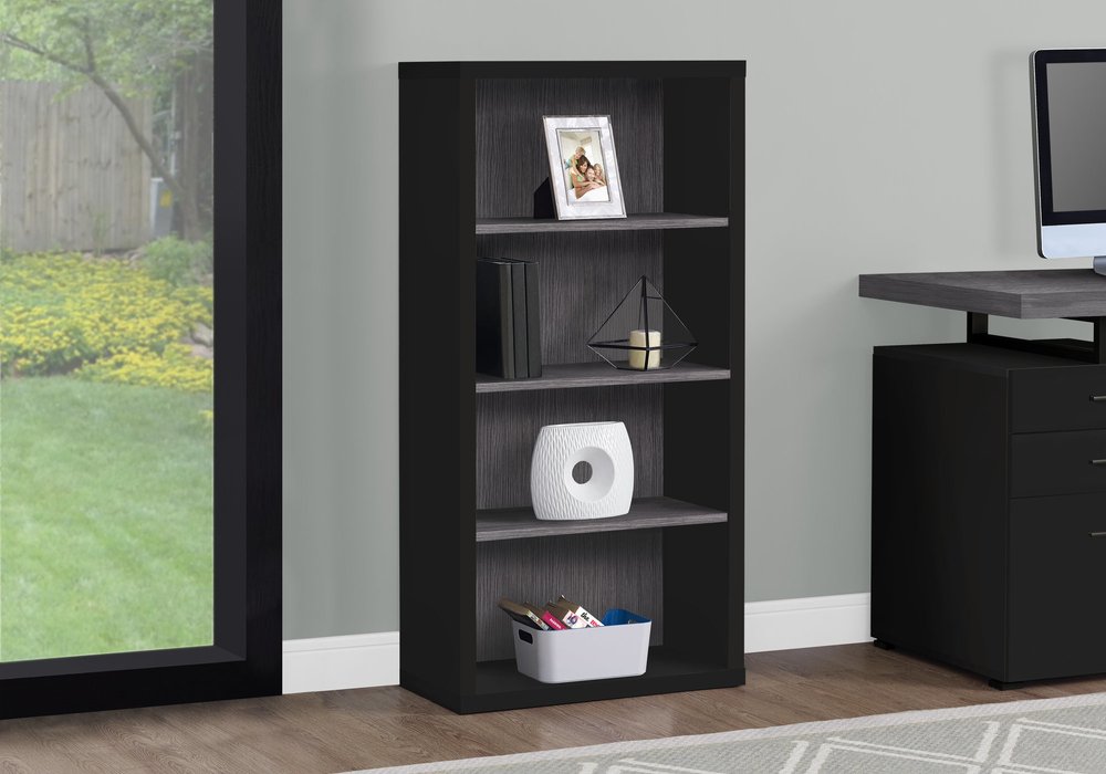 White Wood Adjustable Four Tier Bookcase