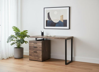 24" Brown and Black Computer Desk With Three Drawers