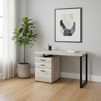 24" Brown and Black Computer Desk With Three Drawers