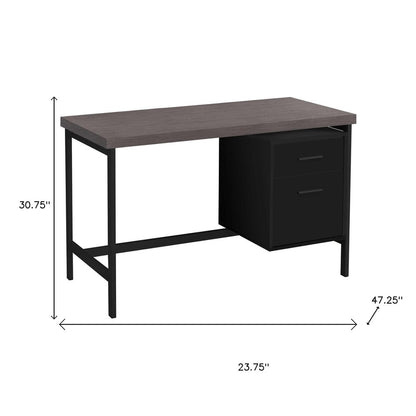24" White and Silver Computer Desk With Two Drawers