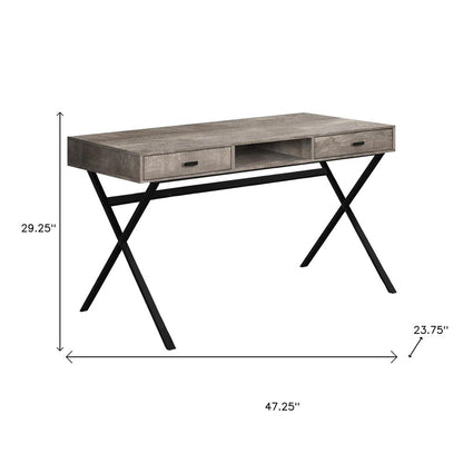 24" White and Silver Computer Desk With Two Drawers