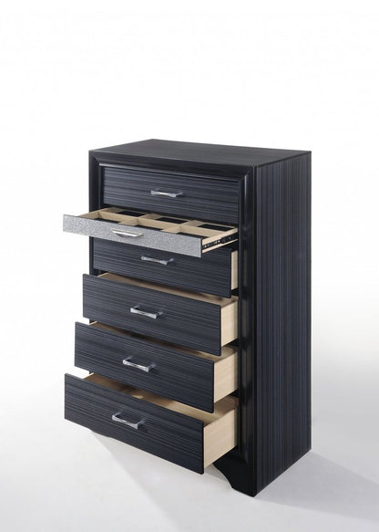 63" Black Manufactured Wood Nine Drawer Gentlemans Chest