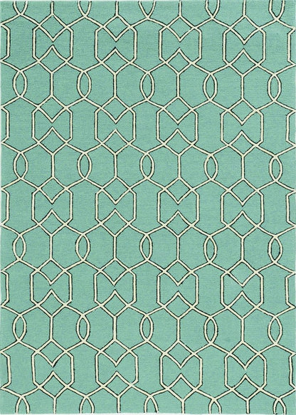 7' X 10' Green Moroccan Indoor Outdoor Area Rug