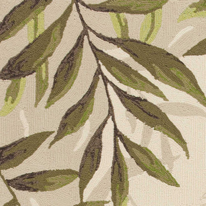 8' X 10' Beige Floral Handmade Indoor Outdoor Area Rug