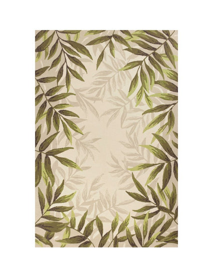 8' X 10' Beige Floral Handmade Indoor Outdoor Area Rug