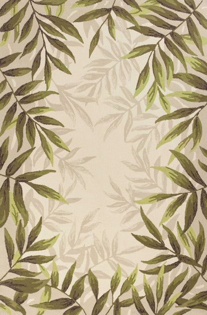 8' X 10' Beige Floral Handmade Indoor Outdoor Area Rug