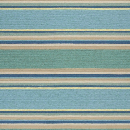 8' X 10' Blue Striped Handmade Indoor Outdoor Area Rug