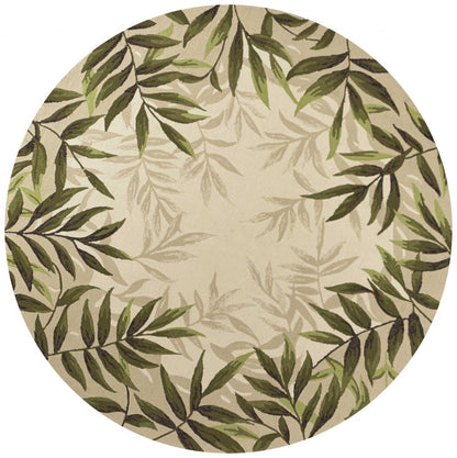 8' X 10' Beige Floral Handmade Indoor Outdoor Area Rug