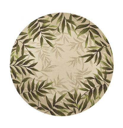 8' X 10' Beige Floral Handmade Indoor Outdoor Area Rug