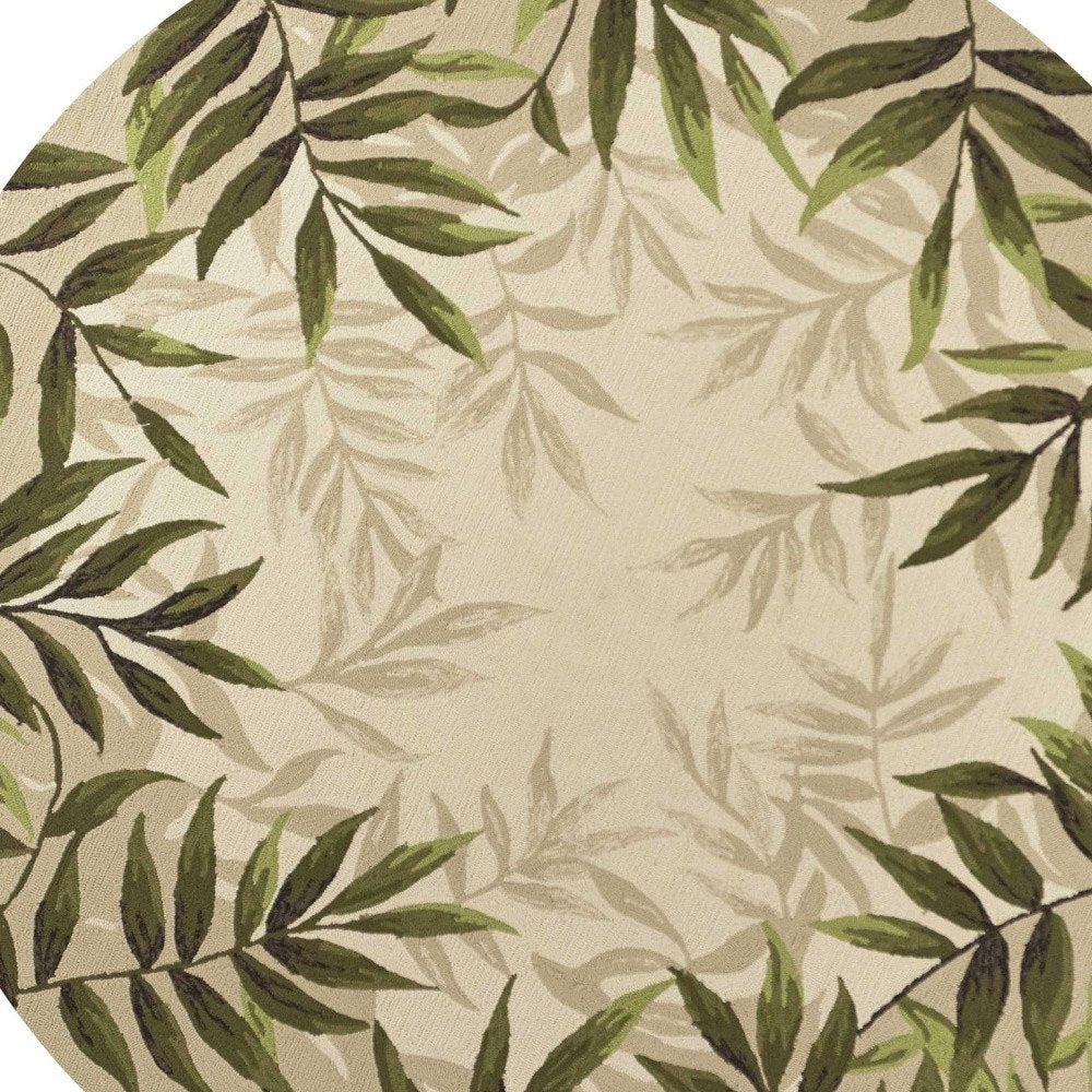 8' X 10' Beige Floral Handmade Indoor Outdoor Area Rug