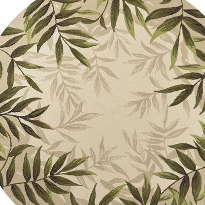 8' X 10' Beige Floral Handmade Indoor Outdoor Area Rug