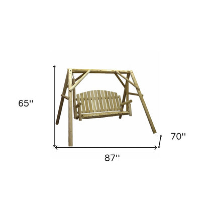 87" Natural Solid Wood Swing Chair