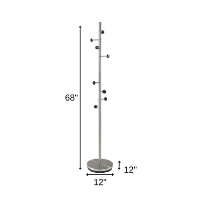 68" Brushed Steel Brushed Steel Coat Rack