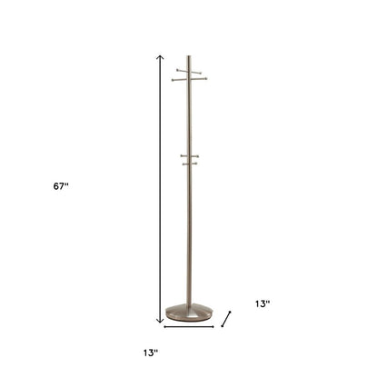 67" Brushed Steel Coat Rack