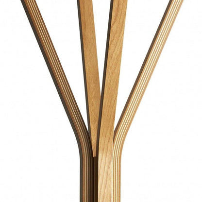 68" Natural Modern Wood Coat Tree Rack