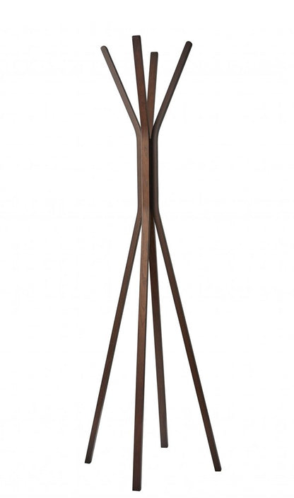 68" Natural Modern Wood Coat Tree Rack