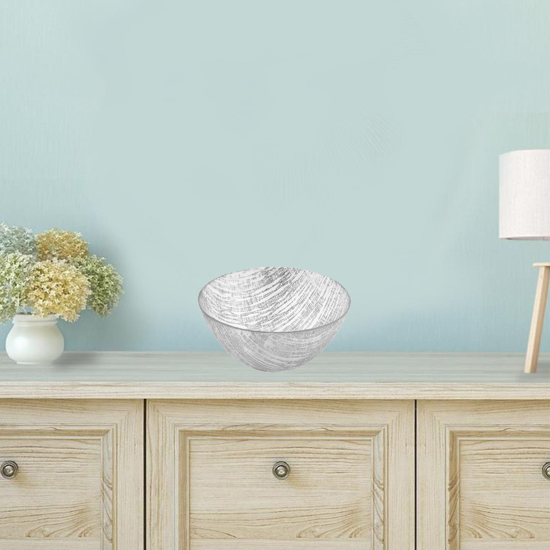 9" Clear And Silver Lead Free Crystal Round Serving Bowl