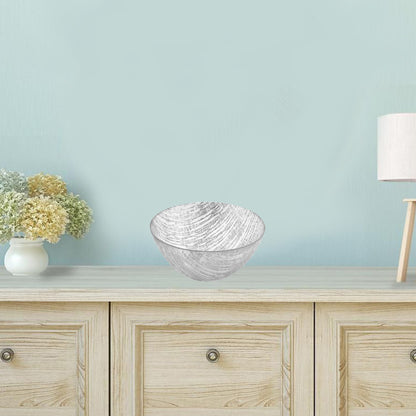 9" Clear And Silver Lead Free Crystal Round Serving Bowl