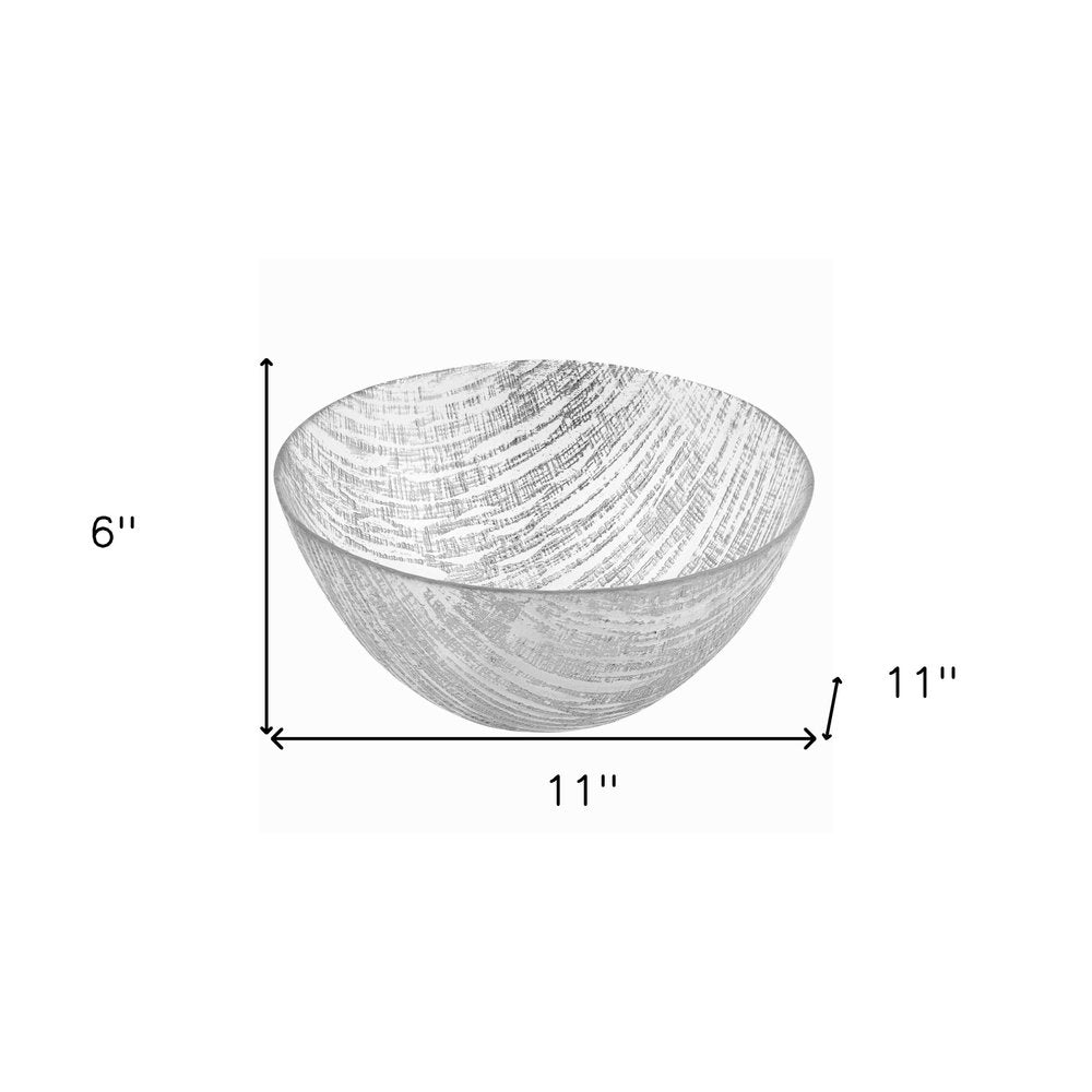 9" Clear And Silver Lead Free Crystal Round Serving Bowl