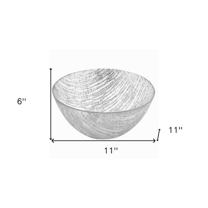 9" Clear And Silver Lead Free Crystal Round Serving Bowl