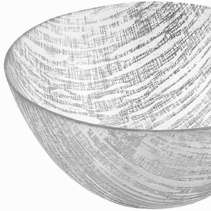 9" Clear And Silver Lead Free Crystal Round Serving Bowl