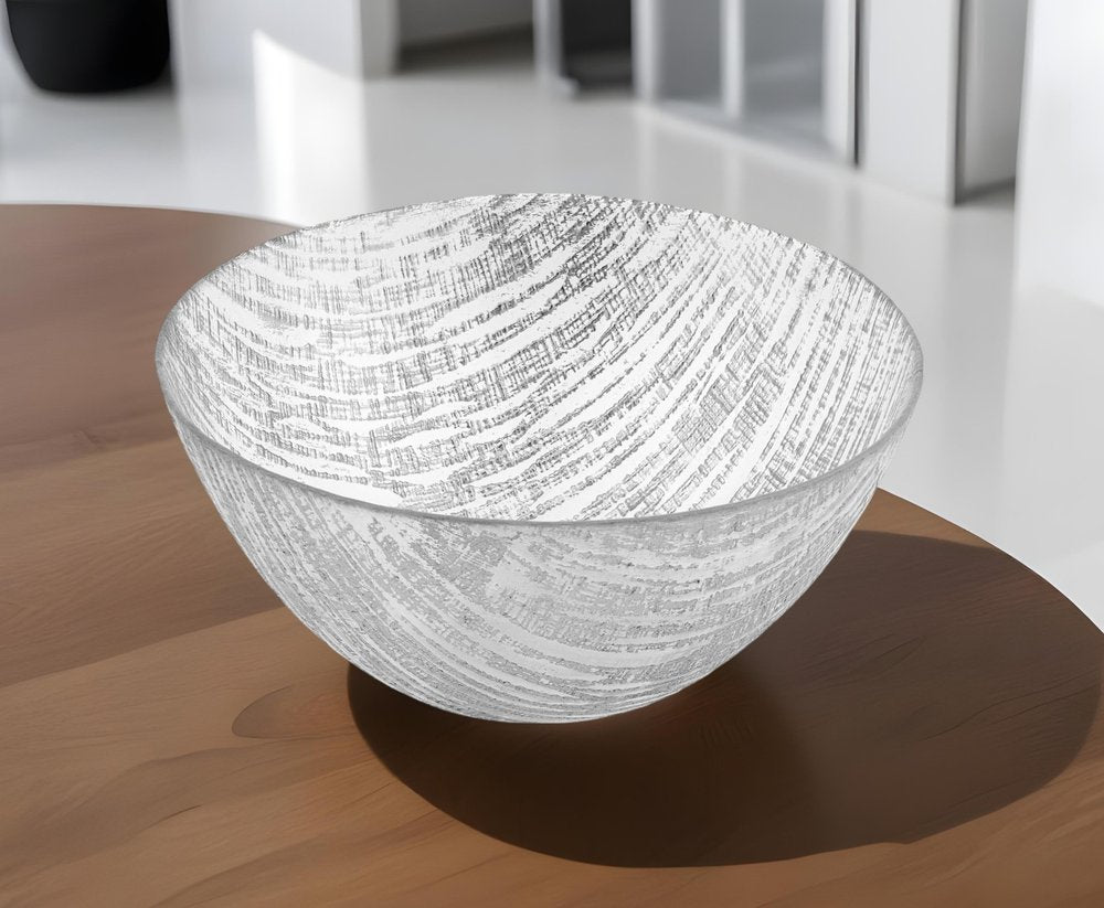 9" Clear And Silver Lead Free Crystal Round Serving Bowl