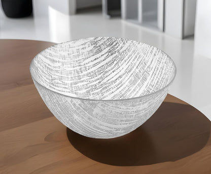 9" Clear And Silver Lead Free Crystal Round Serving Bowl