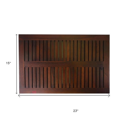 23" Dark Brown Teak Slat Bath Mat