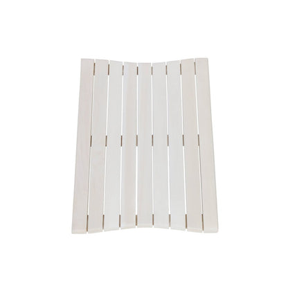 23" White Teak Slat Non Slip Bath Mat