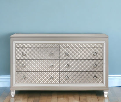 Champagne Toned Chest With Tapered Acrylic Legs And 5 Drawers