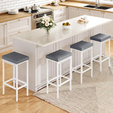 Bar Stools, Set of 2 Bar Chairs, 24.8-Inch Height Stools, Breakfast Bar Stools, Kitchen Bar Chairs, 2" Thick Upholstery, for Kitchen, Dining Room, Cafe, Bar Counter, White and Gray WG21BY01-1