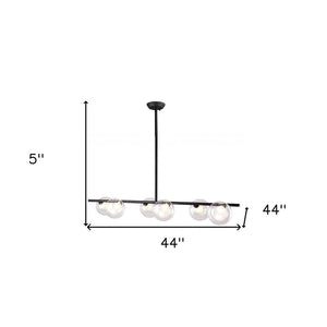 Black Kitchen Island Six Light Metal Ceiling Light