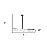 Black Kitchen Island Six Light Metal Ceiling Light