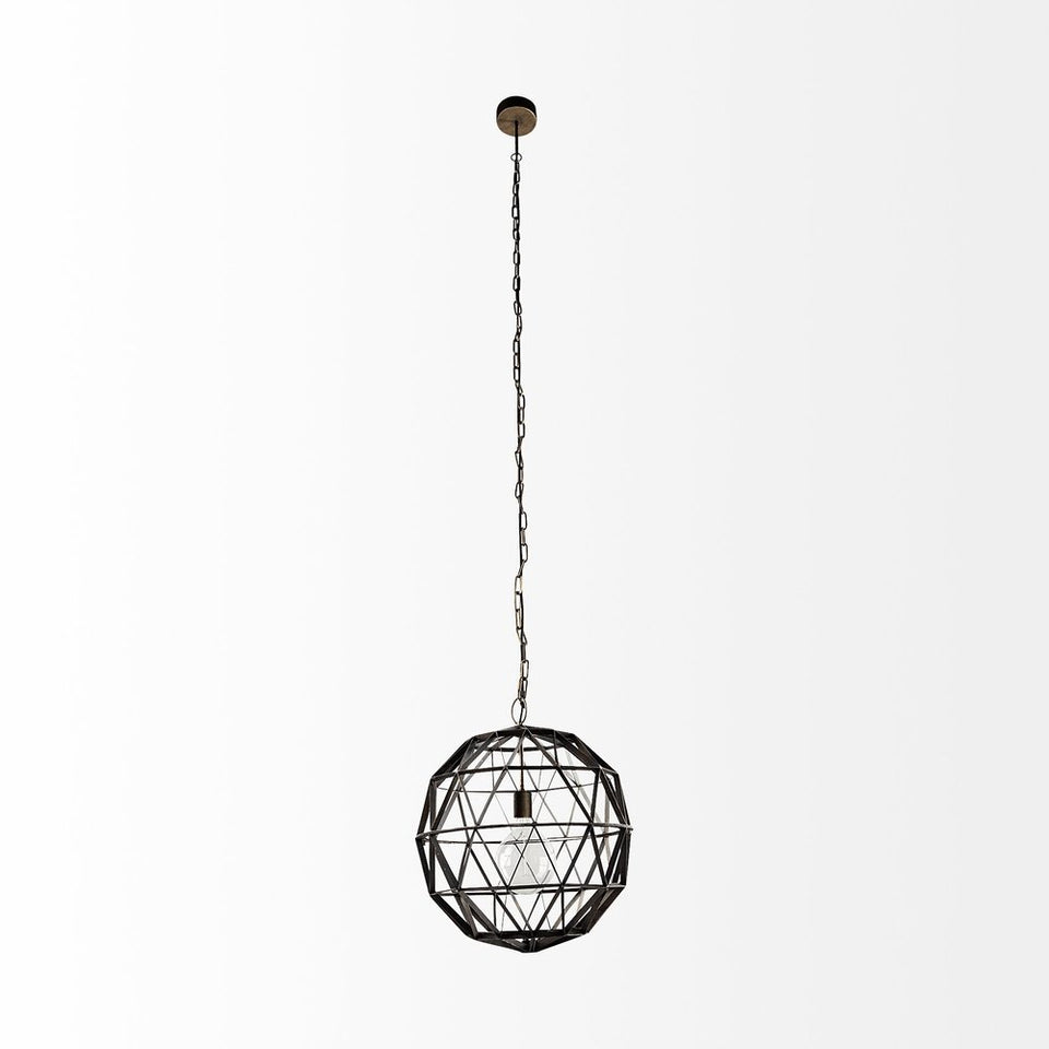 Black Metal Geometric Globe Hanging Light