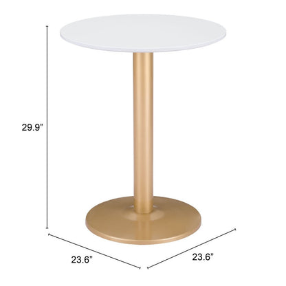 24" Gold And White Round End Table