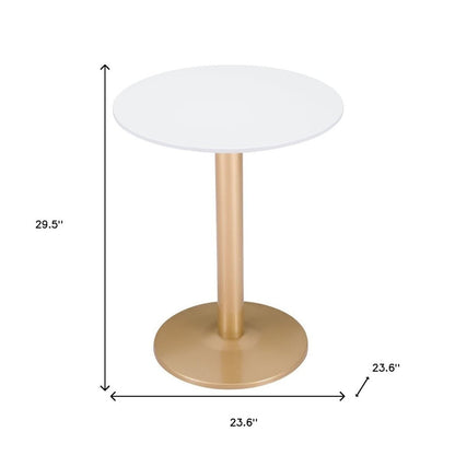 24" Gold And White Round End Table