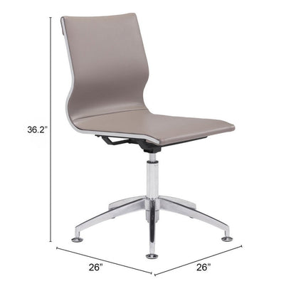 Taupe and Silver Swivel Faux Leather Conference Office Chair