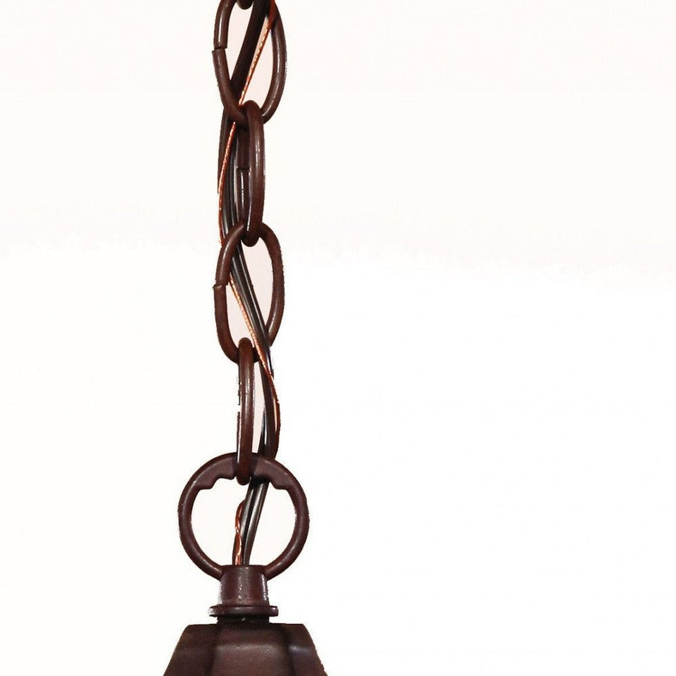 Brown Lantern Beveled Metal Dimmable Chandelier With Clear Shades