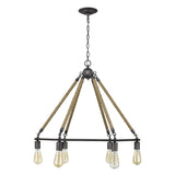 Brown and Black Six Light Metal Dimmable Chandelier