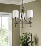 Bronze Candle Style Three Light Metal Dimmable Chandelier With White Shades