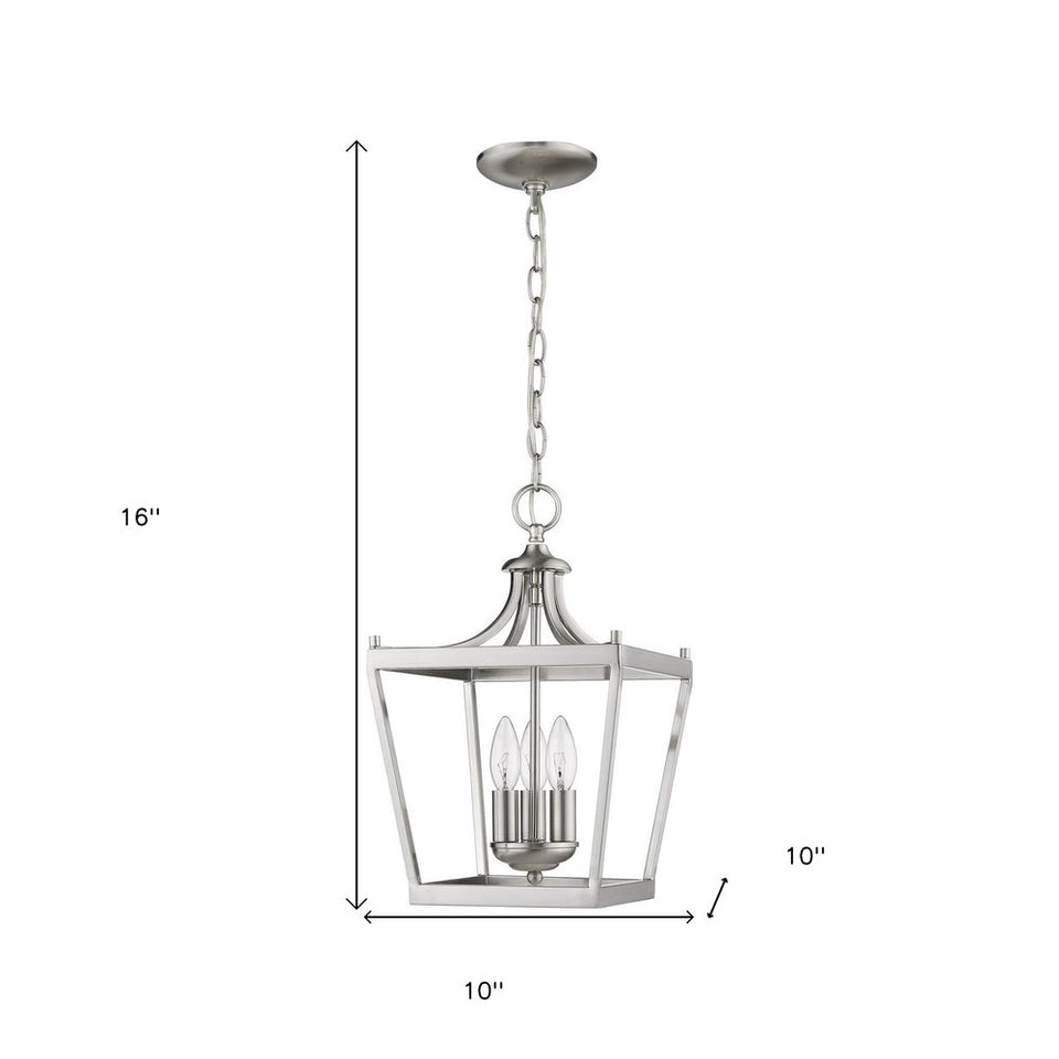 Vintage Silver Metal Tapered Hanging Light