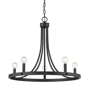 Black Candle Style Five Light Metal Dimmable Chandelier
