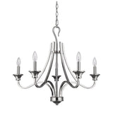 Nickel Candle Style Five Light Metal Dimmable Chandelier